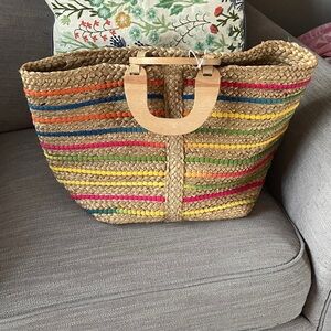 Antik Kraft Colorful Woven Jute Tote